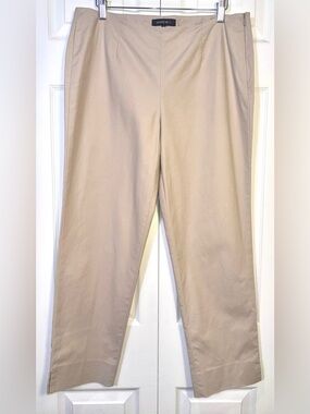 Lafayette 148 New York Stretch Cotton Ankle Trouser Pants Beige Tan Size 8